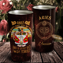 Load image into Gallery viewer, Peace Love And Animals Aries - Perfect Gift For Aries - Personalized Tumbler 1
