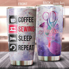 Load image into Gallery viewer, Coffee Sewing Sleep Repeat Personalized Tumbler