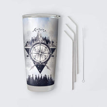 Load image into Gallery viewer, Wolf Soul Into The Forest I Go Custom Name Design Vacuum Insulated Tumbler