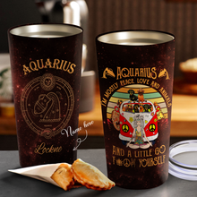 Load image into Gallery viewer, Peace Love And Animals Aquarius - Perfect Gift For Aquarius - Personalized Tumbler 1