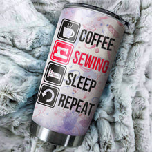 Load image into Gallery viewer, Coffee Sewing Sleep Repeat Personalized Tumbler