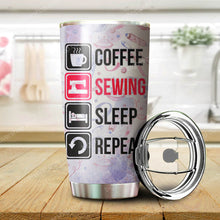 Load image into Gallery viewer, Coffee Sewing Sleep Repeat Personalized Tumbler