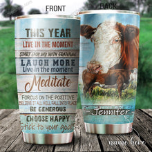 Load image into Gallery viewer, This Year Live In The Moment Dairy Cow Personalized Tumbler