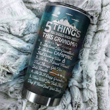 Load image into Gallery viewer, 5 Things Grandma - Grandkids - Camping And Drinking Wine - Personalized Tumbler