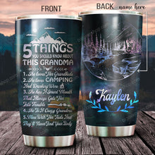 Load image into Gallery viewer, 5 Things Grandma - Grandkids - Camping And Drinking Wine - Personalized Tumbler