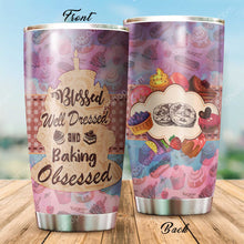 Load image into Gallery viewer, Blessed Well Dressed And Baking Obsessed Tumbler