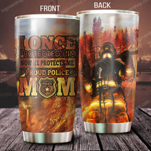 Load image into Gallery viewer, Now He Protects Me Proud Police Mom Tumbler