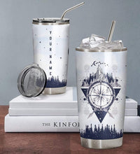 Load image into Gallery viewer, Wolf Soul Into The Forest I Go Custom Name Design Vacuum Insulated Tumbler