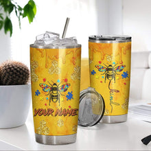 Load image into Gallery viewer, Autism Bee Kind Custom Name Design Vacuum Insulated Tumbler