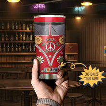 Load image into Gallery viewer, Hippie Sunflower Peace Vw Bus Custom Name Design Vacuum Insulated Tumbler