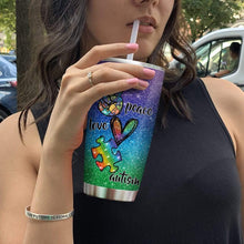 Load image into Gallery viewer, Peace Love Autism Glitter Custom Design Vacuum Insulated Tumbler
