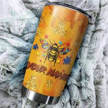 Load image into Gallery viewer, Autism Bee Kind Custom Name Design Vacuum Insulated Tumbler