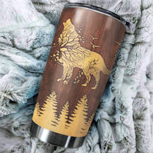 Load image into Gallery viewer, Wolf Soul Into The Forest I Go Custom Name Design Vacuum Insulated Tumbler