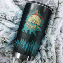 Load image into Gallery viewer, Hiking Camping Blue Bear Compass Glitter Custom Design Vacuum Insulated Tumbler