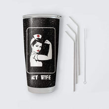 Load image into Gallery viewer, Your Wife My Wife Nurse Rosie the Riveter Glitter Custom Design Vacuum Insulated Tumbler