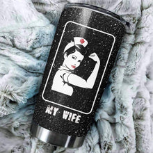 Load image into Gallery viewer, Your Wife My Wife Nurse Rosie the Riveter Glitter Custom Design Vacuum Insulated Tumbler