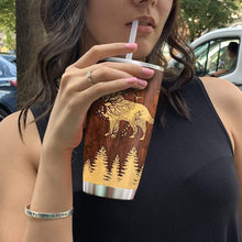 Load image into Gallery viewer, Wolf Soul Into The Forest I Go Custom Name Design Vacuum Insulated Tumbler