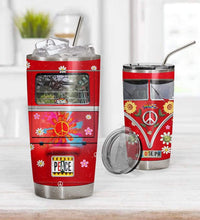 Load image into Gallery viewer, Hippie Sunflower Peace Vw Bus Custom Name Design Vacuum Insulated Tumbler