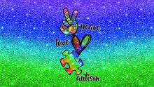 Load image into Gallery viewer, Peace Love Autism Glitter Custom Design Vacuum Insulated Tumbler