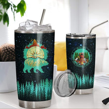 Load image into Gallery viewer, Hiking Camping Blue Bear Compass Glitter Custom Design Vacuum Insulated Tumbler